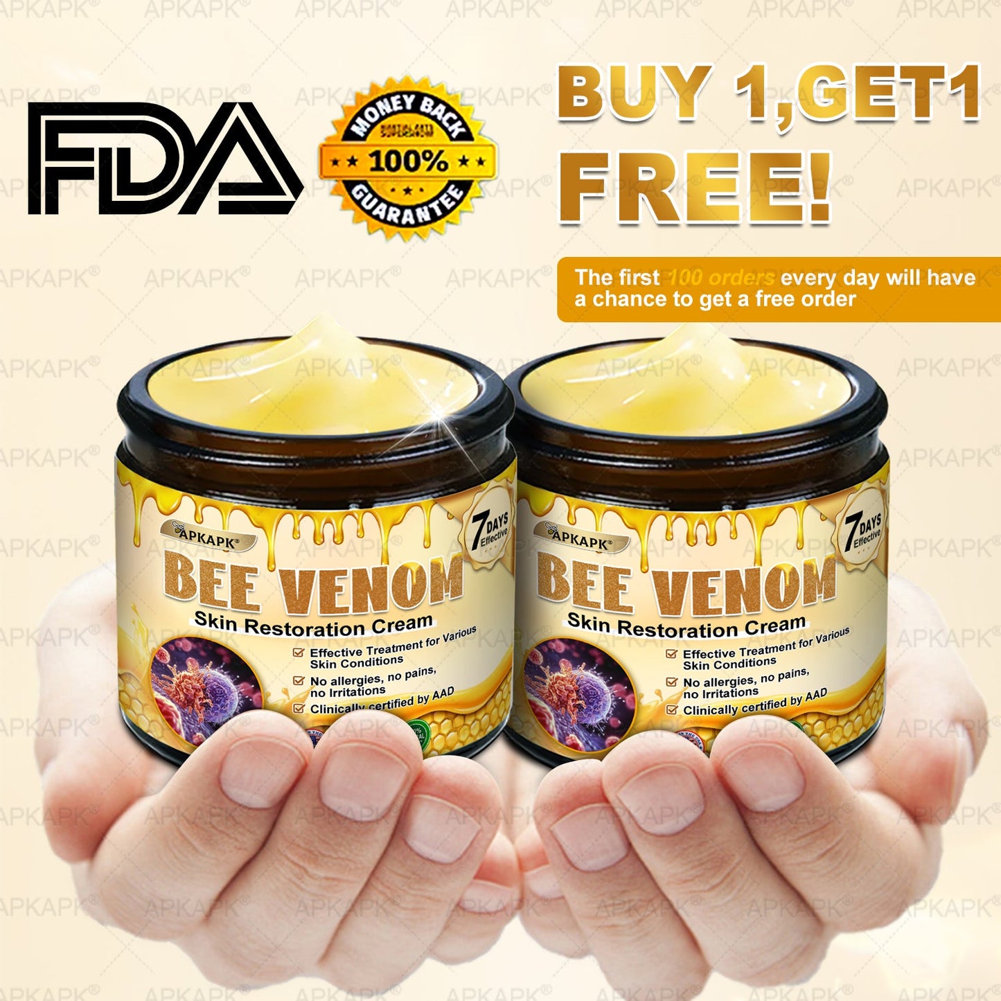 APKAPK®--Only 10 jars! Grab an exclusive 30% discount now! Keep your skin youthful and glowing in just 1 to 3 weeks. Don’t miss your chance—this offer won’t come around again until next year. Act fast! 180-day money back guarantee!